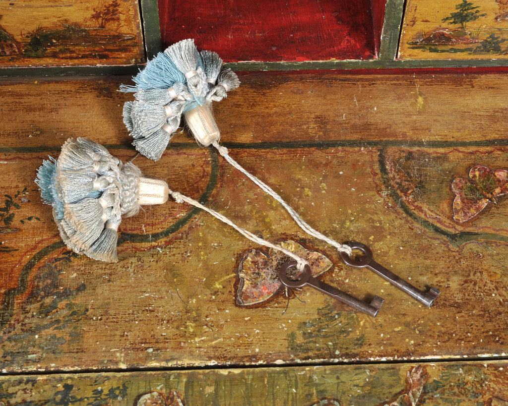 19th Century Venetian Lacquer Painted Secretary Bookcase Desk
