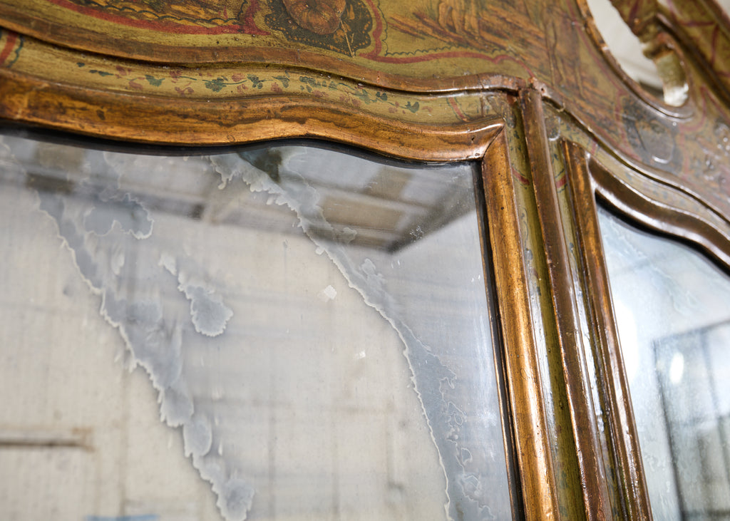 19th Century Venetian Lacquer Painted Secretary Bookcase Desk