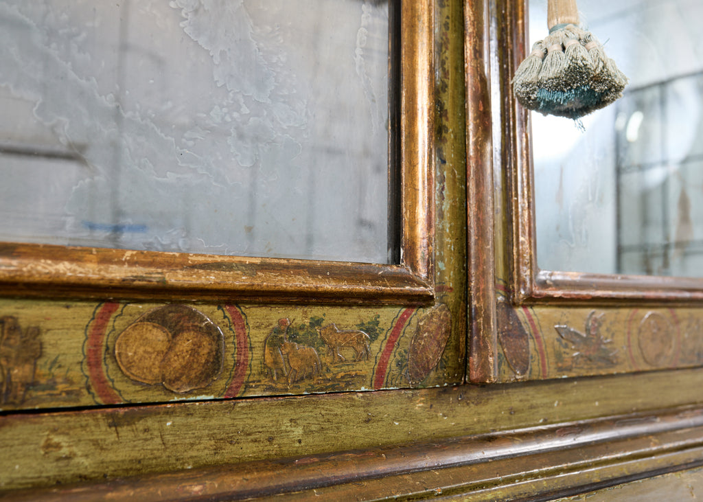 19th Century Venetian Lacquer Painted Secretary Bookcase Desk