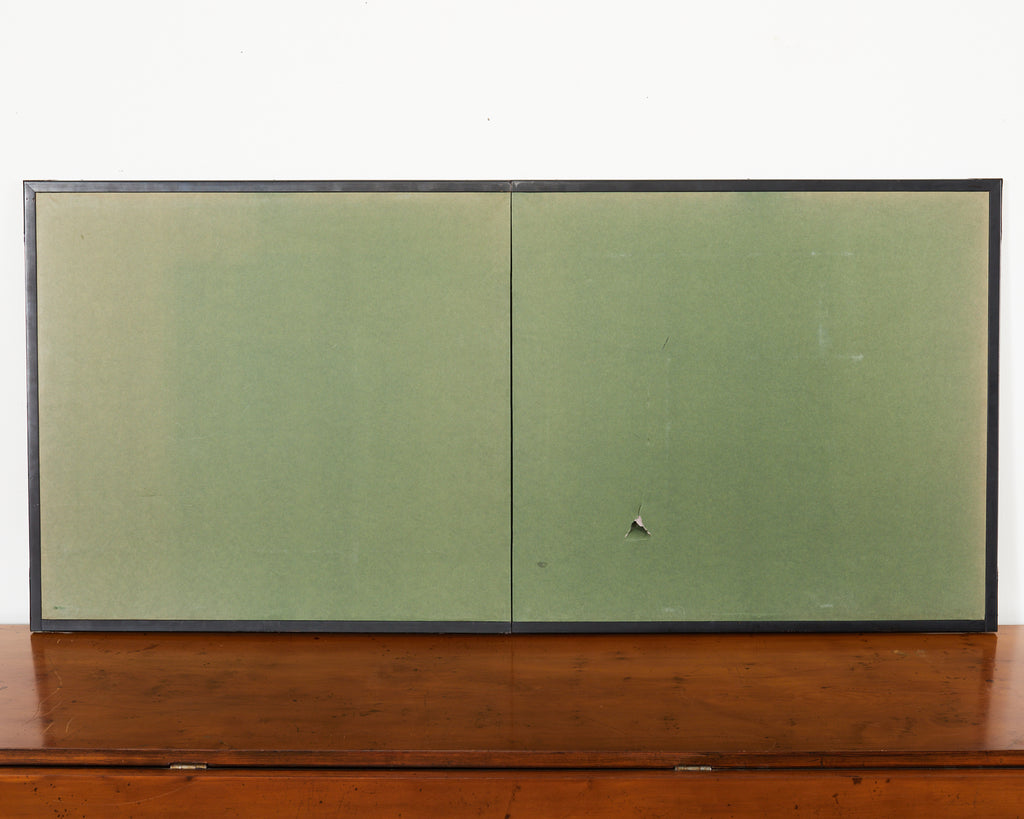 19th Century Japanese Edo Screen Kano School Garden Terrace