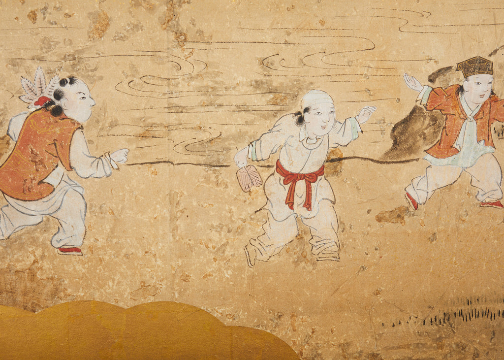 19th Century Japanese Edo Screen Kano School Garden Terrace