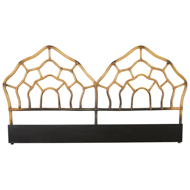 Organic Modern McGuire Style Rattan Double Headboard