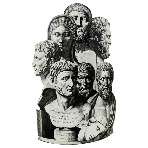 Fornasetti Neoclassical Trompe l'oeil Teste Antiche Umbrella Stand