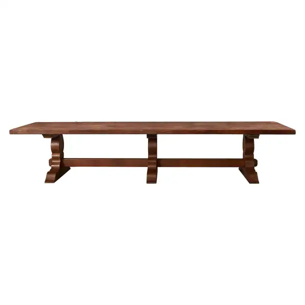 Monumental Country French Provincial Oak Farmhouse Trestle Dining Table