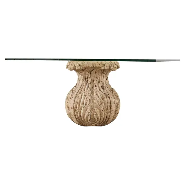 Michael Taylor Style Stone Acanthus Garden Dining Table