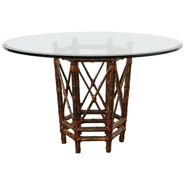McGuire Organic Modern Bamboo Glass Top Dining Table