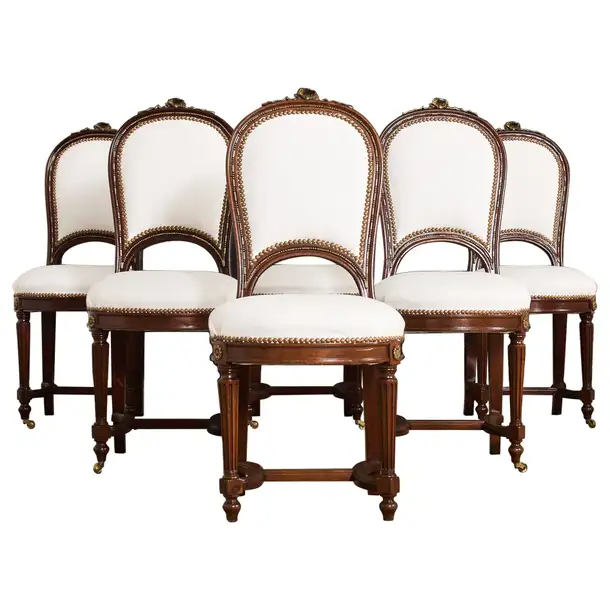 19th Century Set of Six Directoire Style Mahogany Dining Chairs