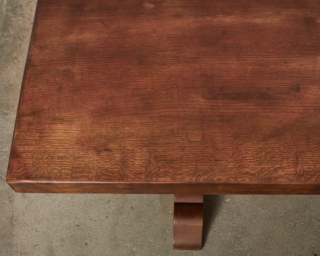 Monumental Country French Provincial Oak Farmhouse Trestle Dining Table
