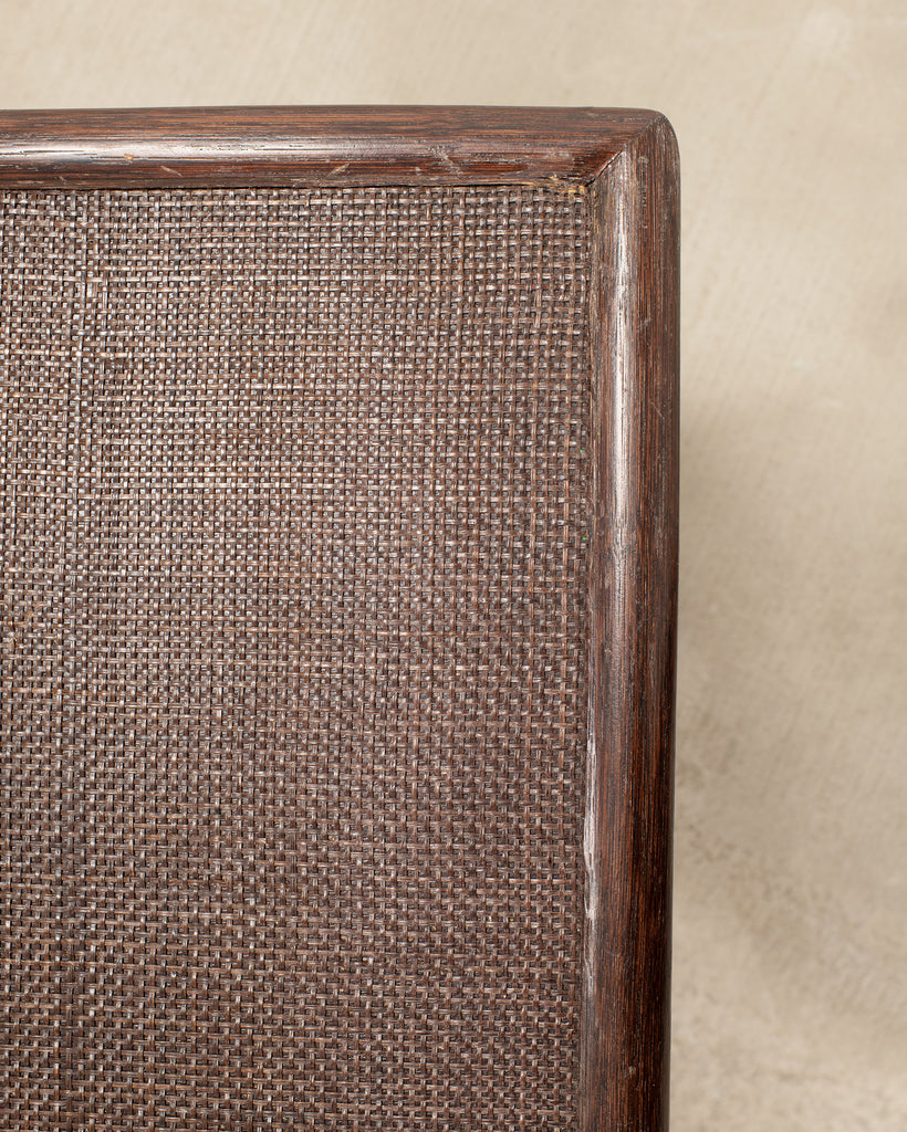 Nest of Three McGuire Rattan Cane Raffia and Oak Side Tables