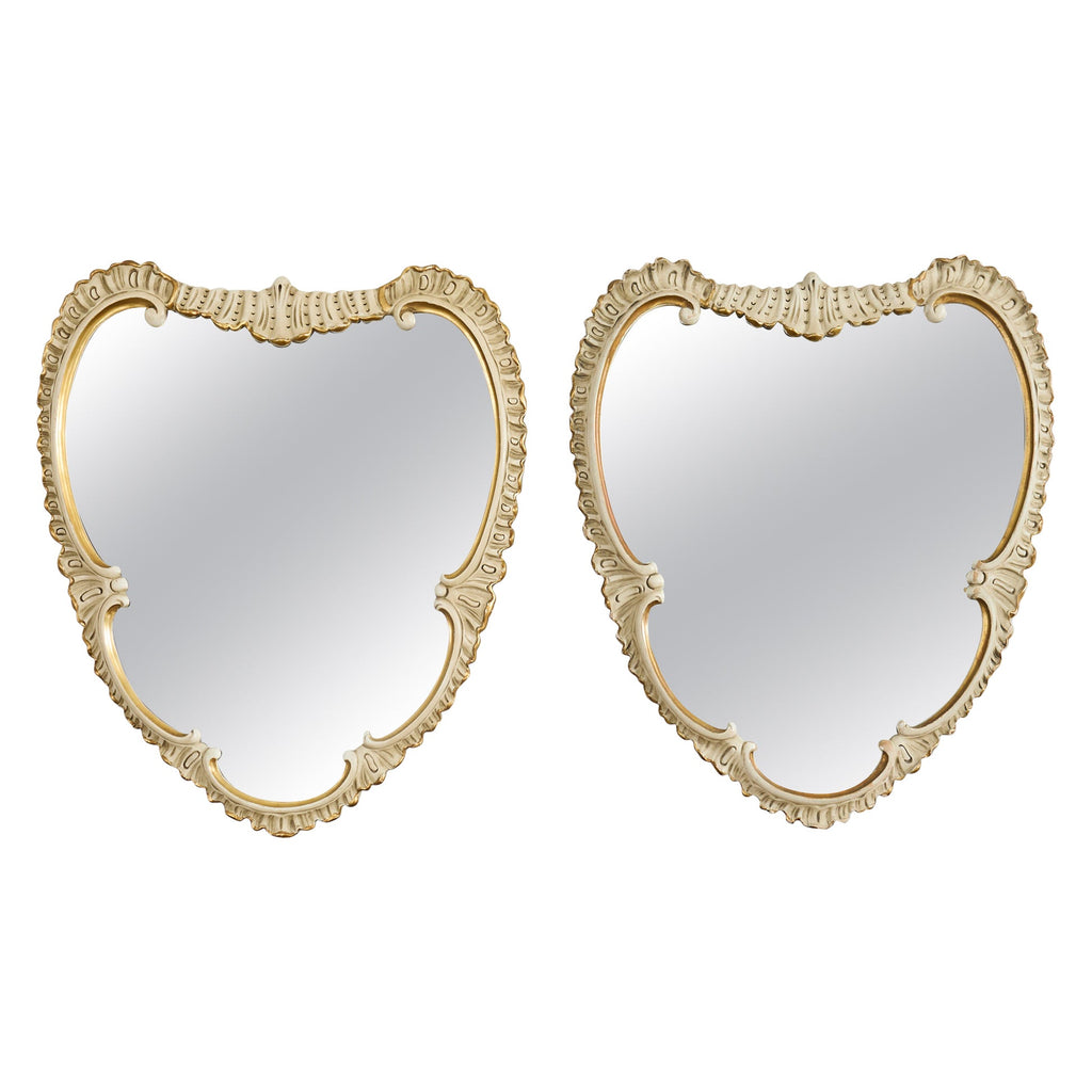 Pair of Midcentury Venetian Style Lacquered Cartouche Mirrors