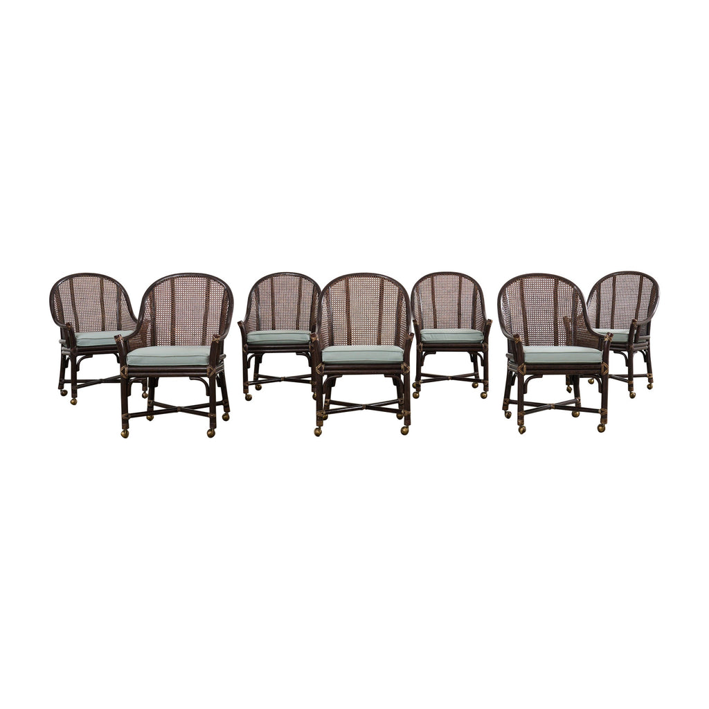 Set of Seven McGuire Rattan Cane Belden Dining Chairs