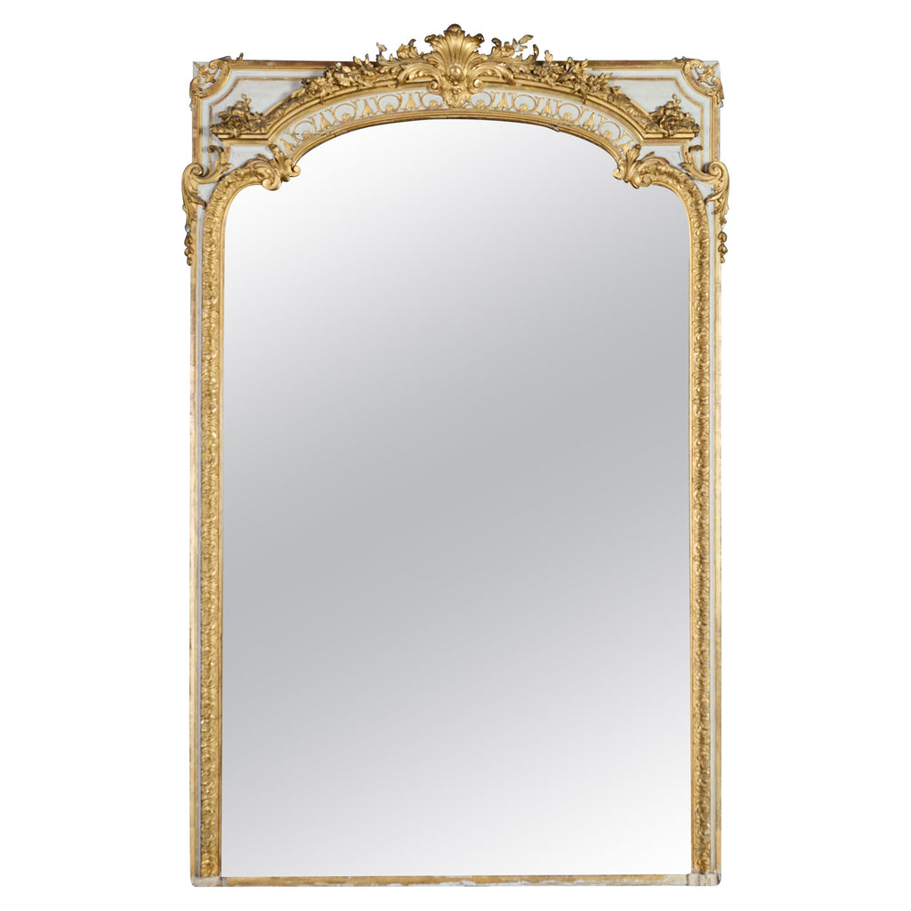 Monumental French Louis XVI Style Giltwood Floor Mirror