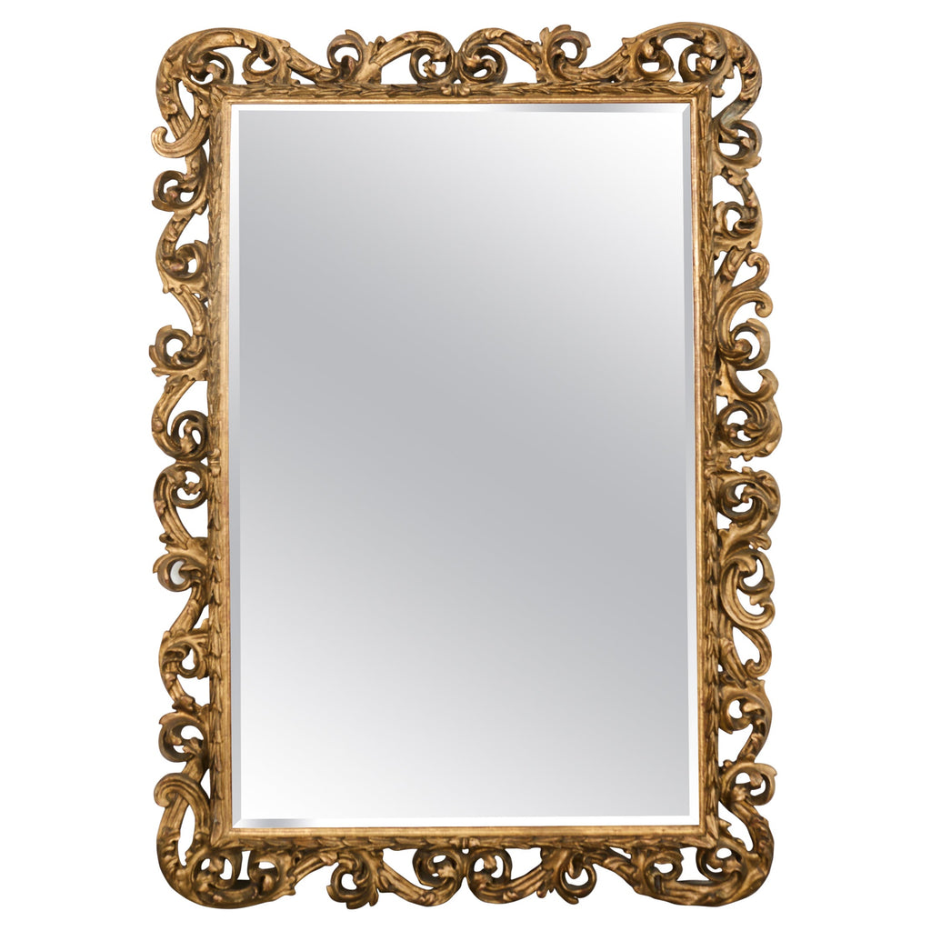 Monumental 19th Century Italian Baroque Style Giltwood Mirror 6 Ft.