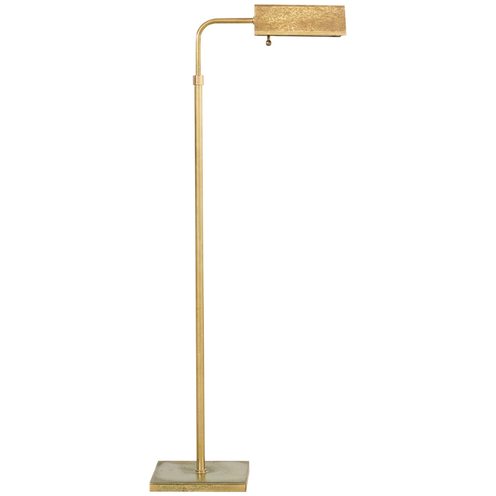 Mid-Century Adjustable Patinated Brass Pharmacy Floor Lamp