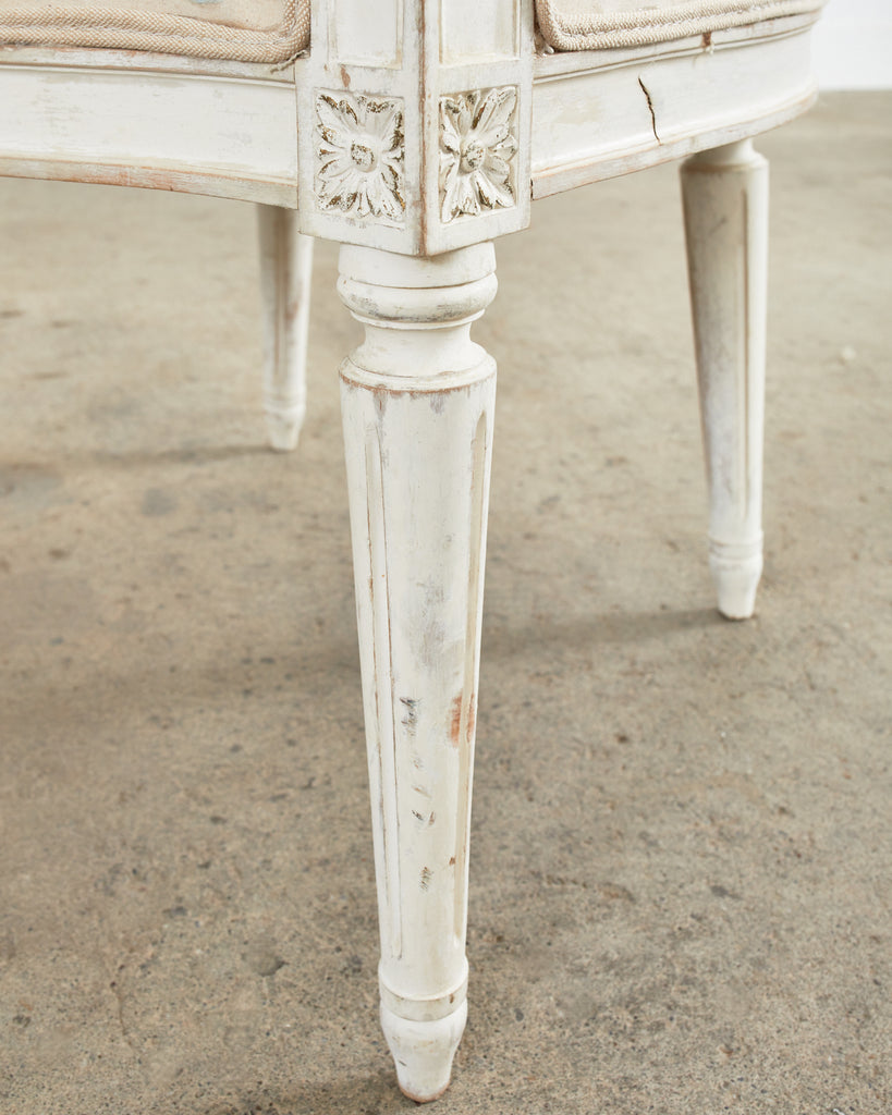 Set of Four Louis XVI Gustavian Style Painted Dining Armchairs