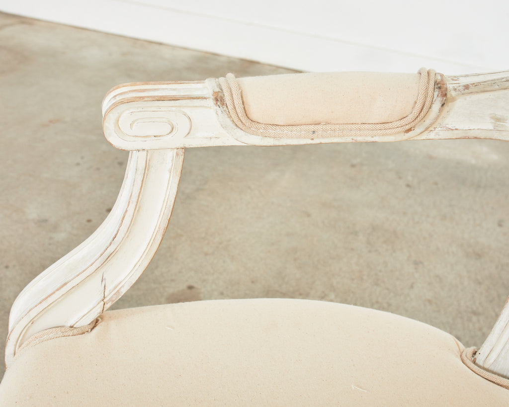 Set of Four Louis XVI Gustavian Style Painted Dining Armchairs