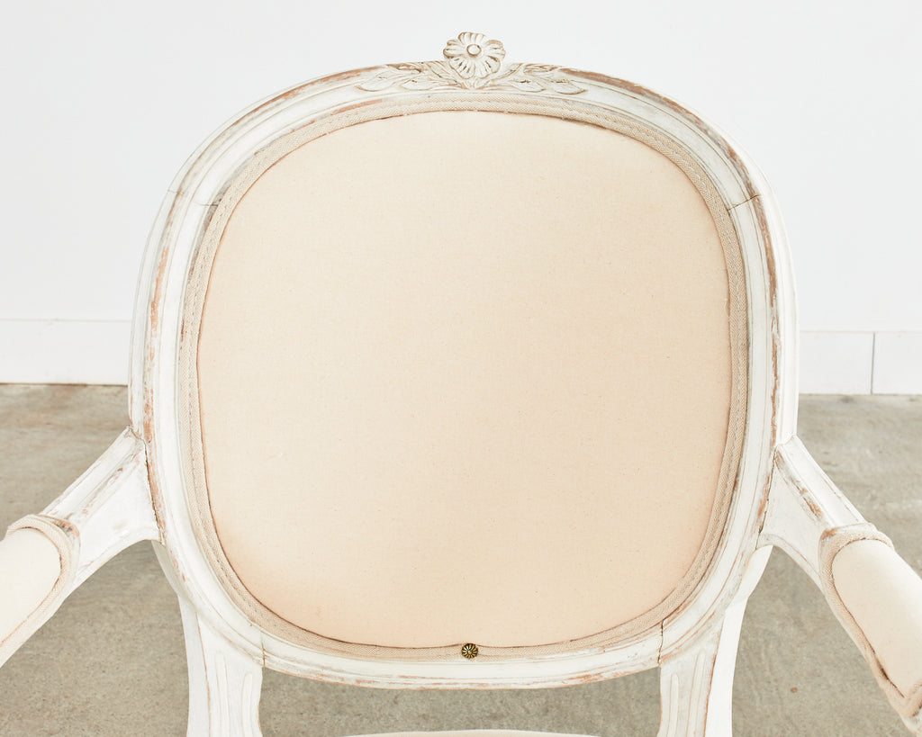 Set of Four Louis XVI Gustavian Style Painted Dining Armchairs