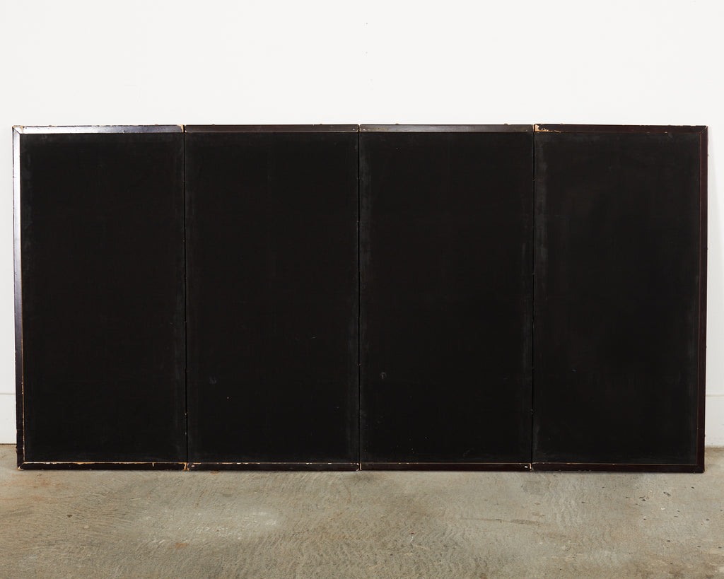 Japanese Style Four Panel Screen Turquoise River Landscape