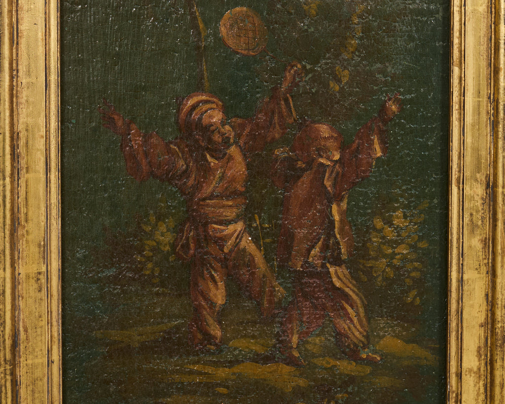 Set Four Chinoiserie Revival Style Framed Painted Panels