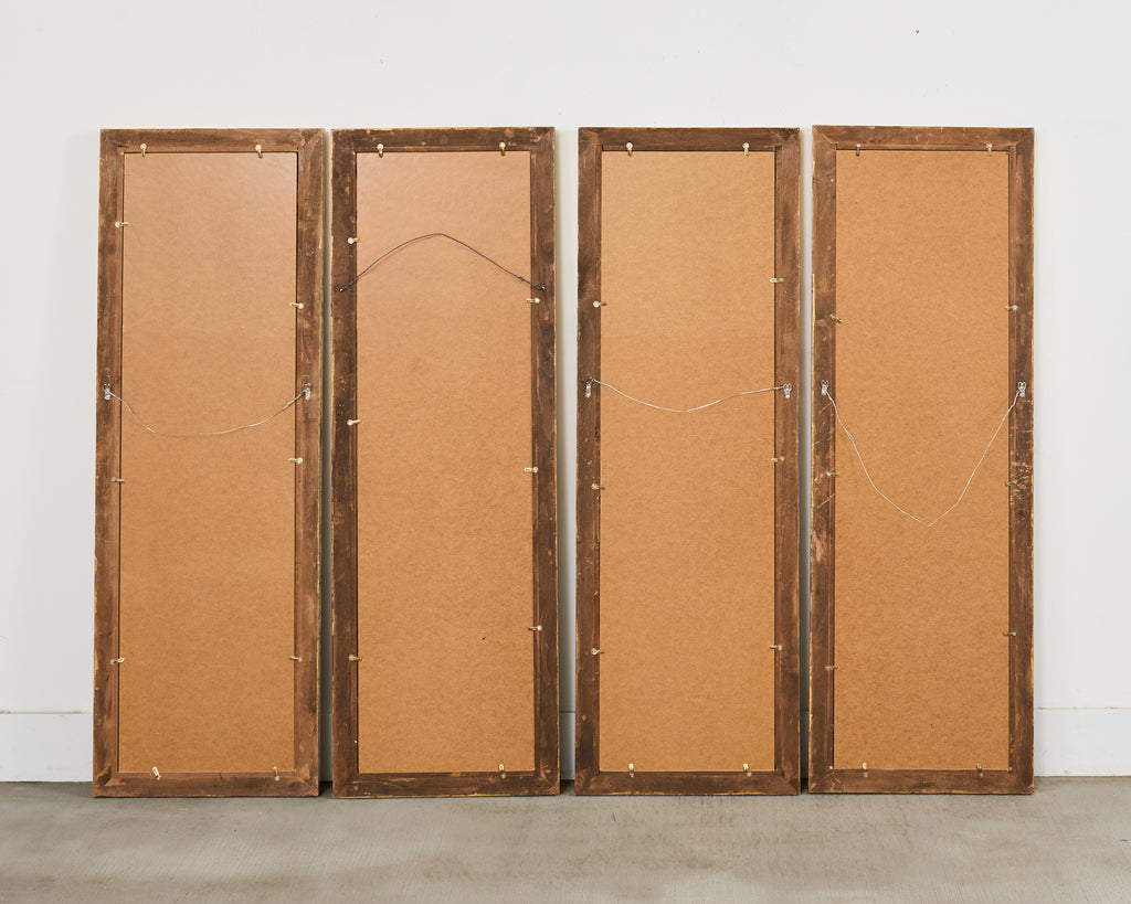 Set Four Chinoiserie Revival Style Framed Painted Panels