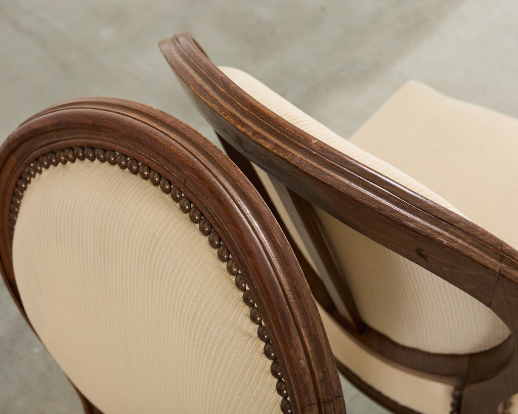 Set of Four French Louis XVI Style Oak Dining Chairs