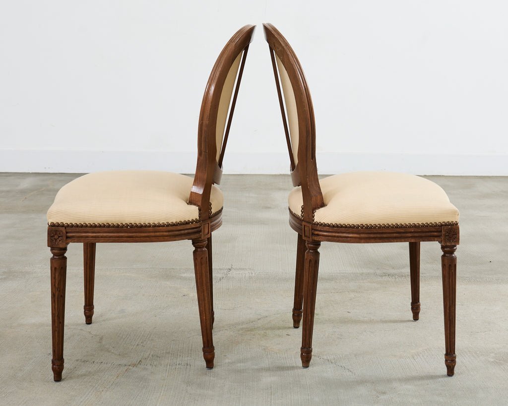 Set of Four French Louis XVI Style Oak Dining Chairs