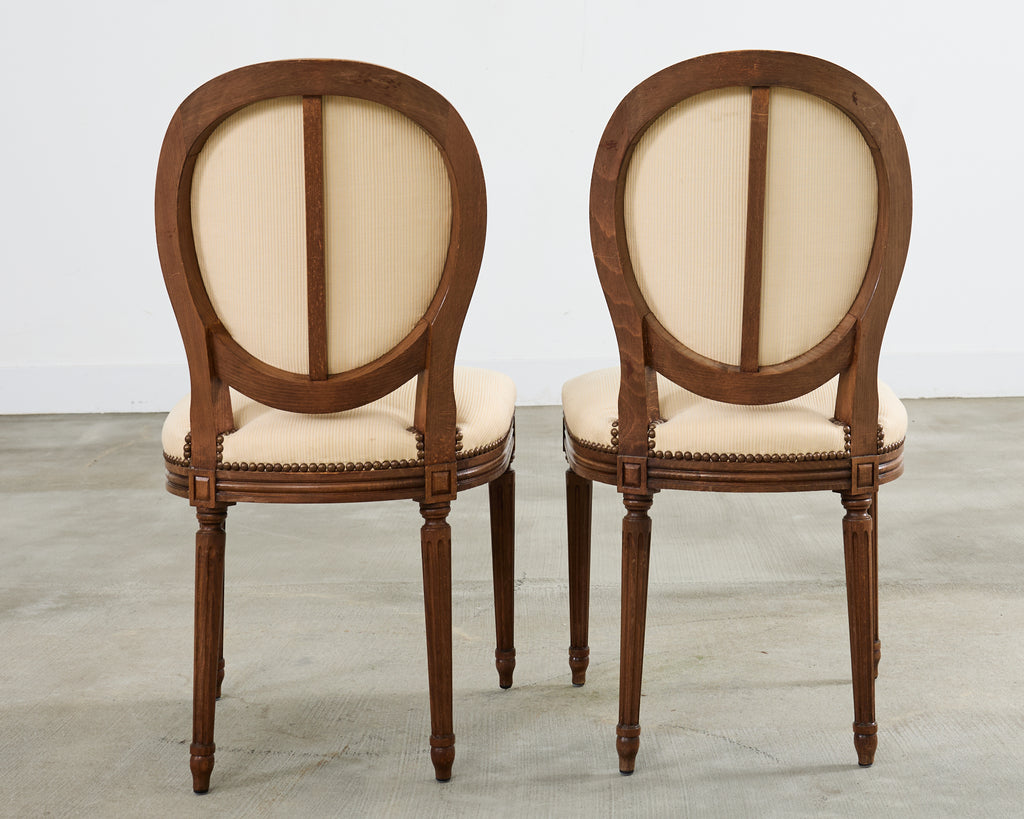 Set of Four French Louis XVI Style Oak Dining Chairs