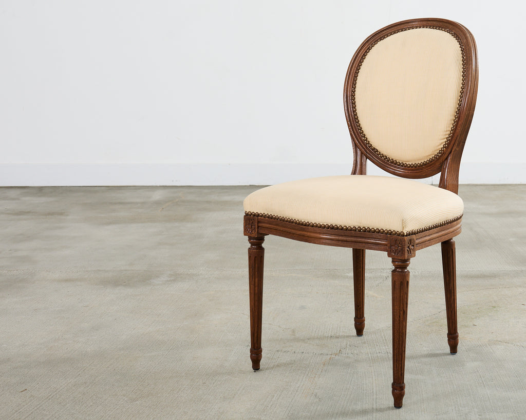 Set of Four French Louis XVI Style Oak Dining Chairs