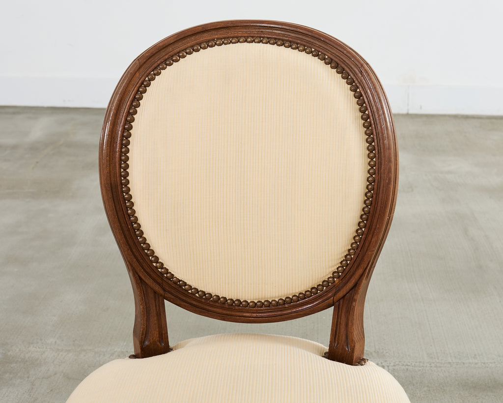 Set of Four French Louis XVI Style Oak Dining Chairs