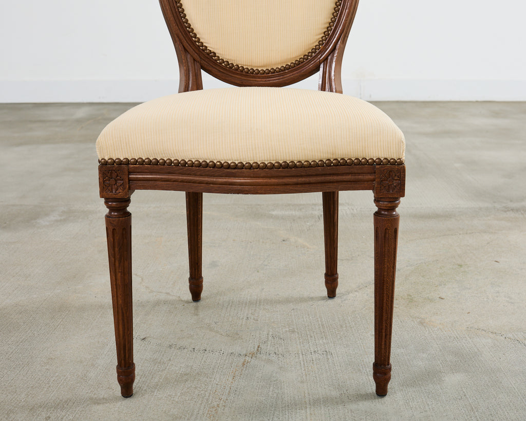 Set of Four French Louis XVI Style Oak Dining Chairs