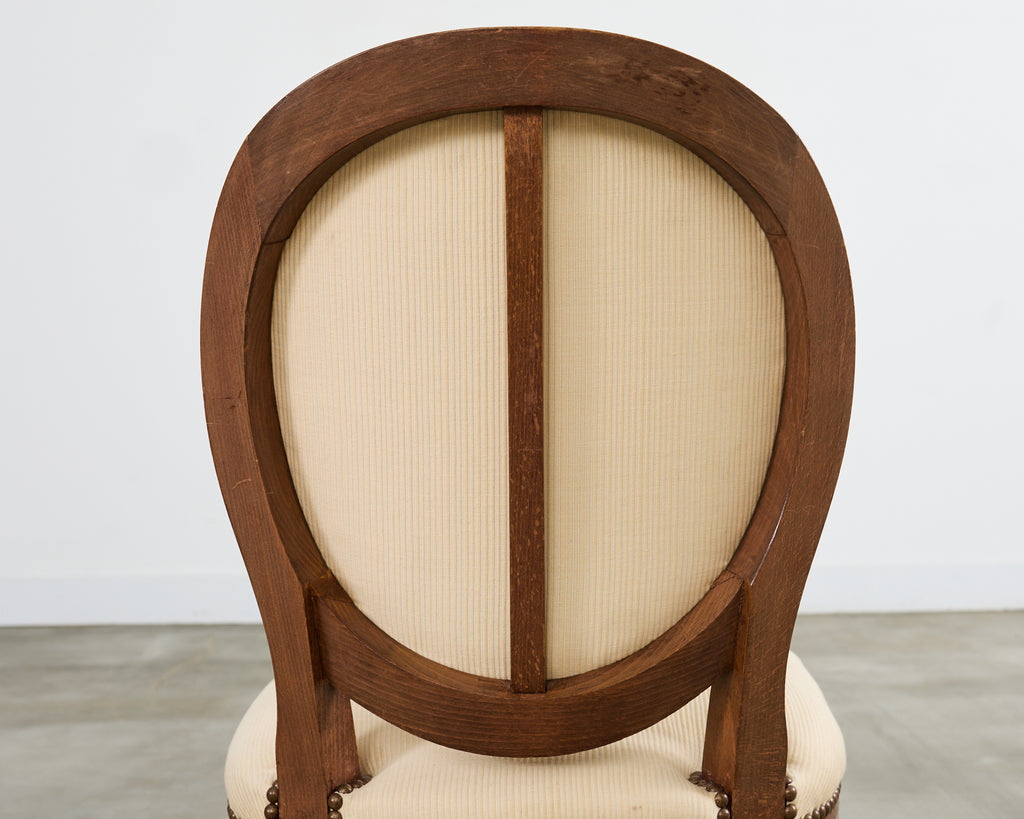 Set of Four French Louis XVI Style Oak Dining Chairs