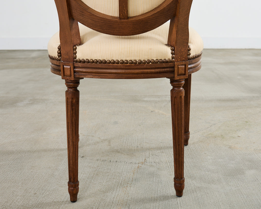 Set of Four French Louis XVI Style Oak Dining Chairs