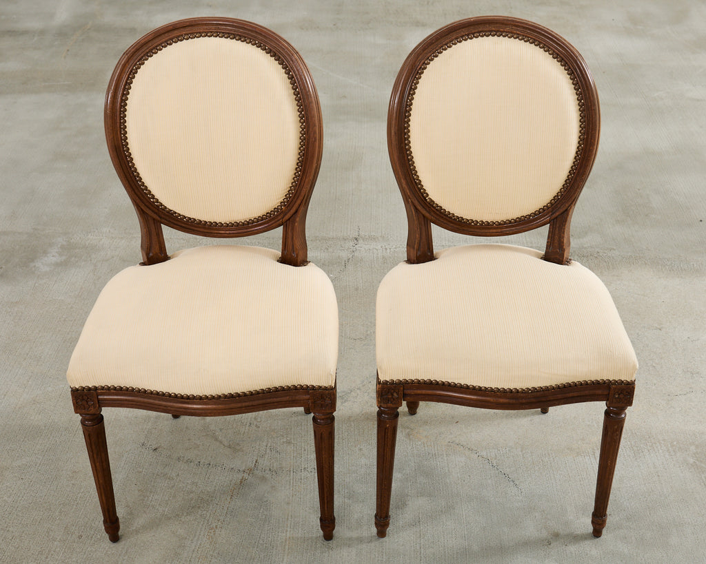 Set of Four French Louis XVI Style Oak Dining Chairs
