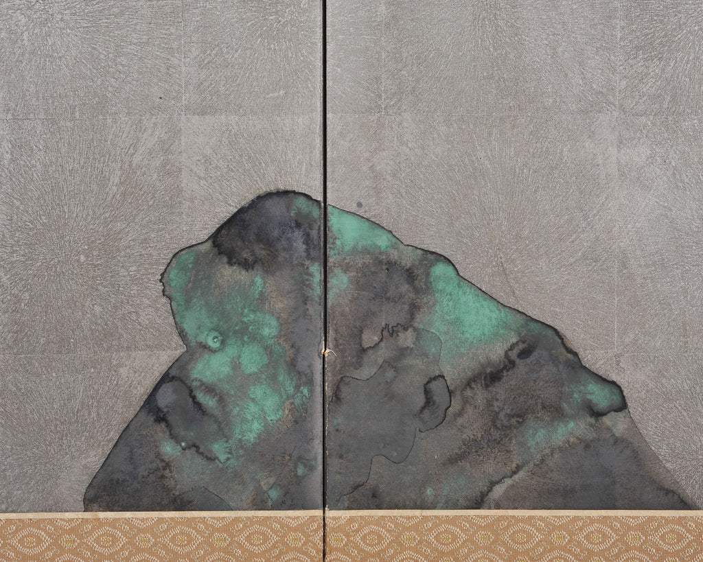Japanese Showa Four Panel Screen Bamboo in Misty Landscape