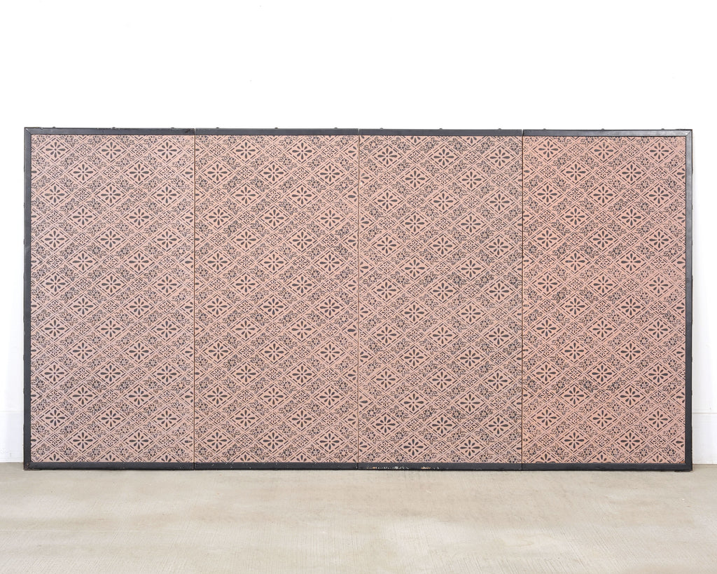 Japanese Showa Four Panel Screen Bamboo in Misty Landscape
