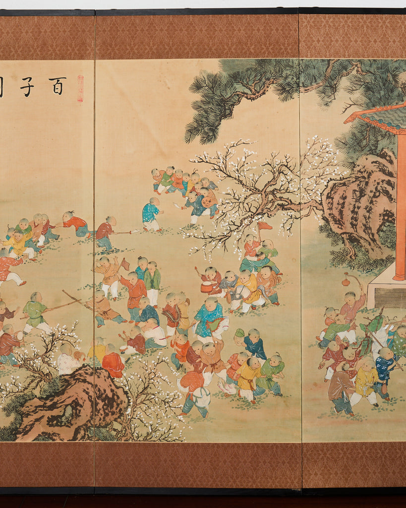 Kano School Four Panel Screen One Hundred Boys