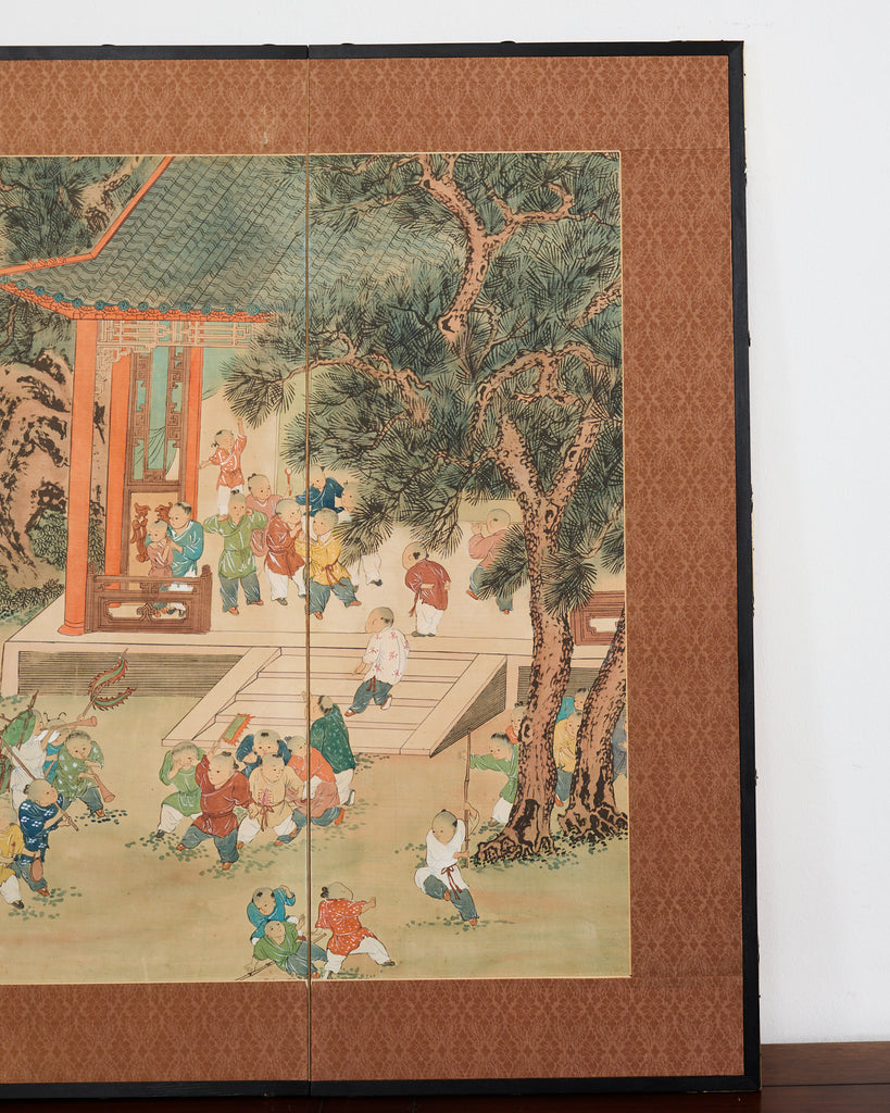 Kano School Four Panel Screen One Hundred Boys