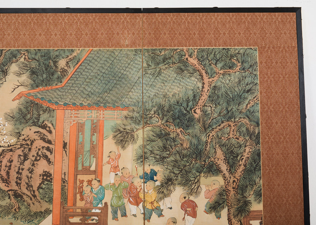 Kano School Four Panel Screen One Hundred Boys