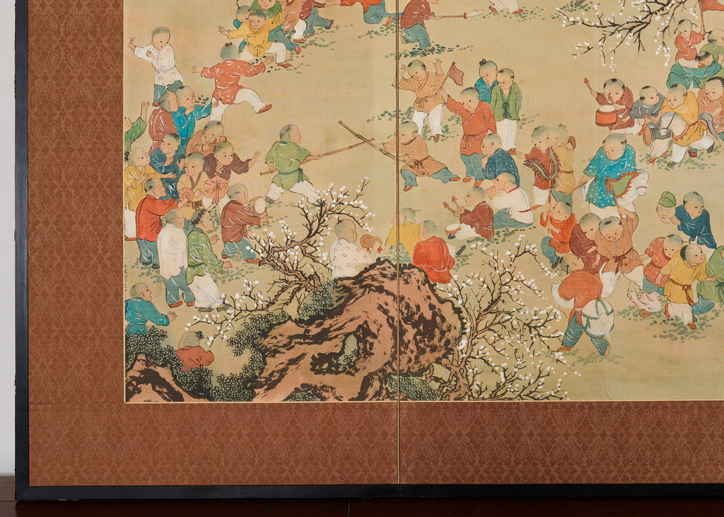 Kano School Four Panel Screen One Hundred Boys