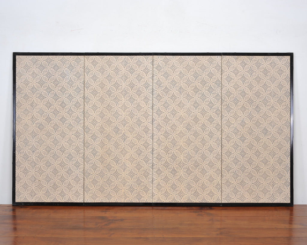 Japanese Showa Four Panel Screen Flowering Cherry Blossom