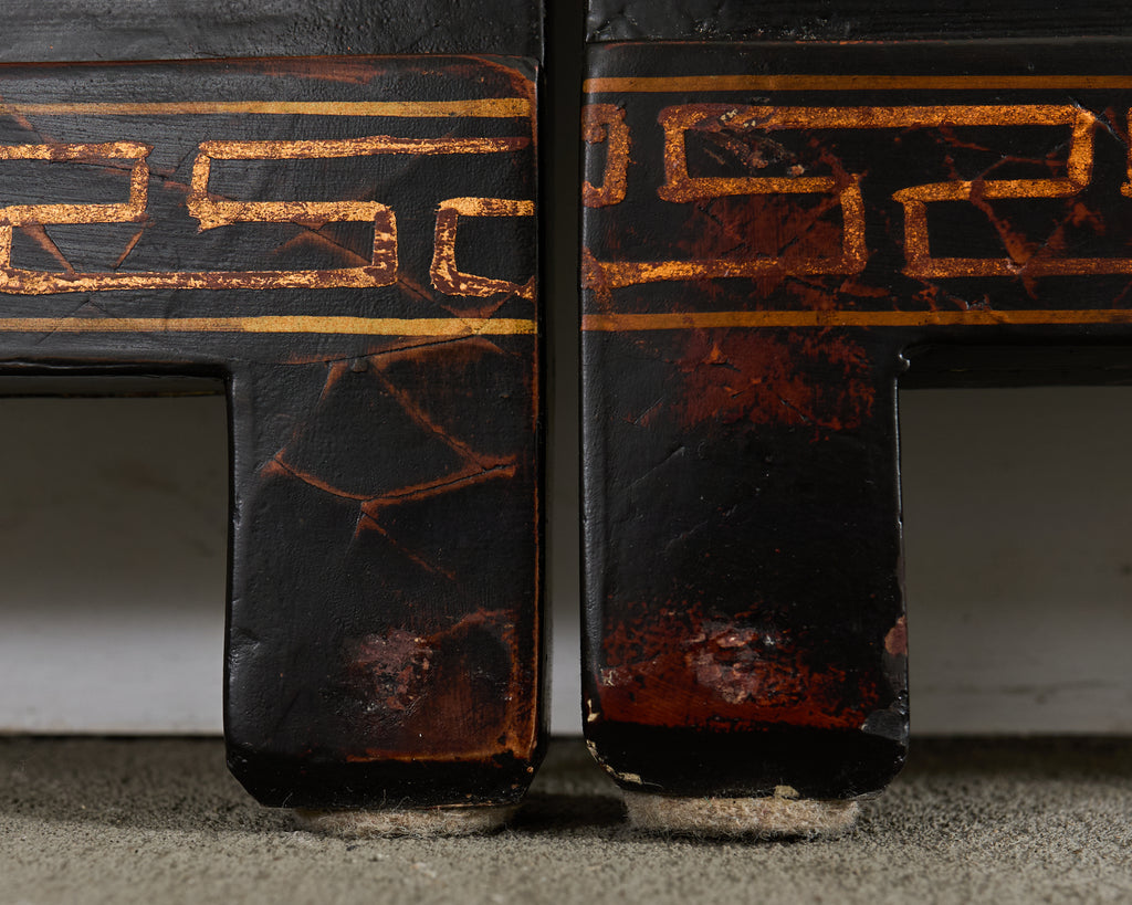 Chinese Export Four Panel Coromandel Style Screen Ancient Bridge