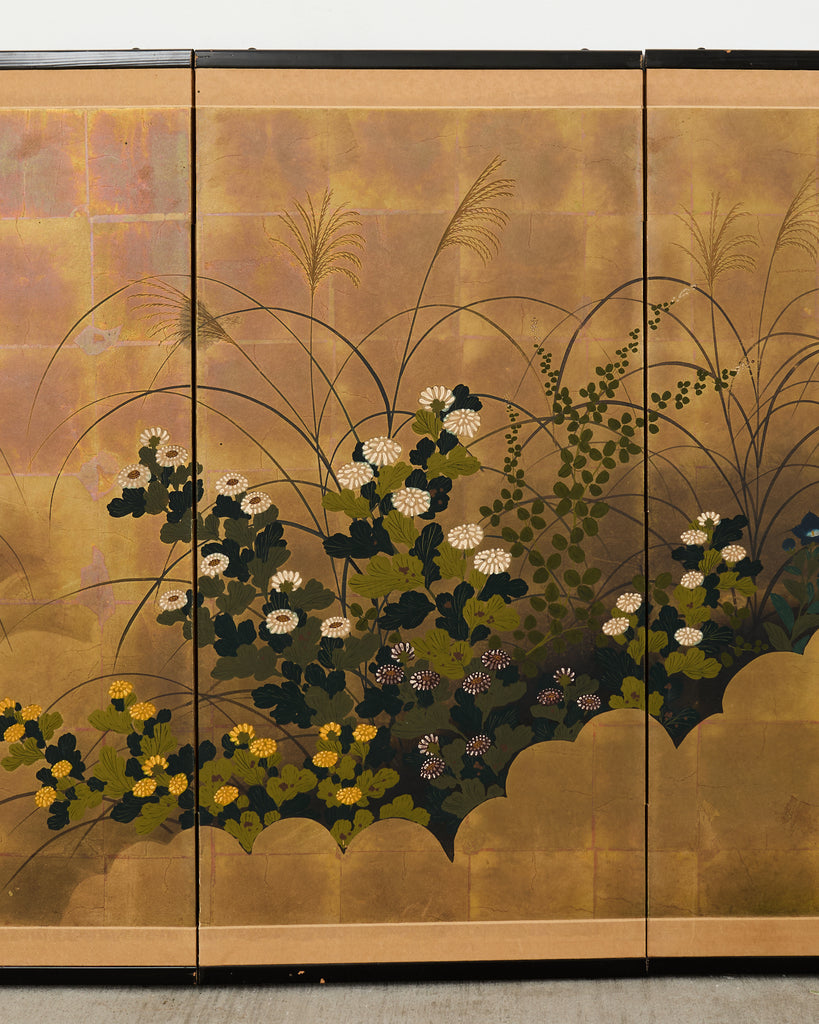 Japanese Showa Four Panel Screen Autumn Foliage