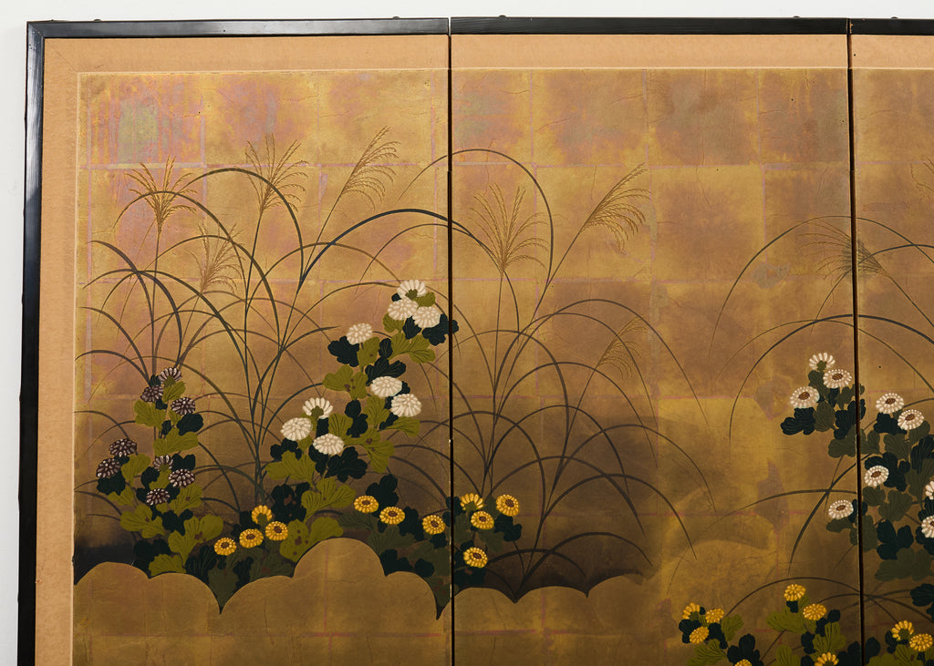 Japanese Showa Four Panel Screen Autumn Foliage