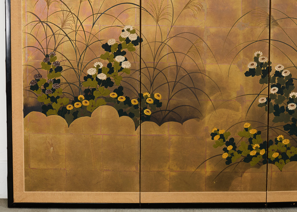 Japanese Showa Four Panel Screen Autumn Foliage