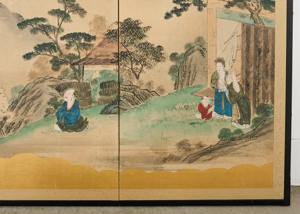 Japanese Edo Four Panel Screen Paragons of Filial Piety