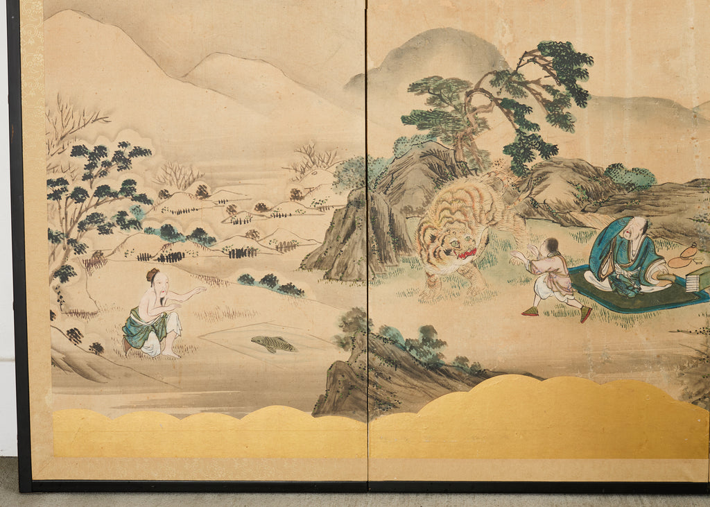 Japanese Edo Four Panel Screen Paragons of Filial Piety