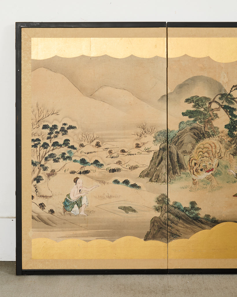 Japanese Edo Four Panel Screen Paragons of Filial Piety