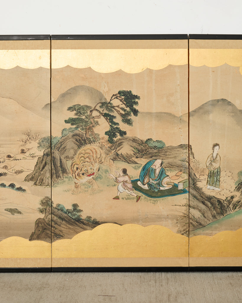 Japanese Edo Four Panel Screen Paragons of Filial Piety