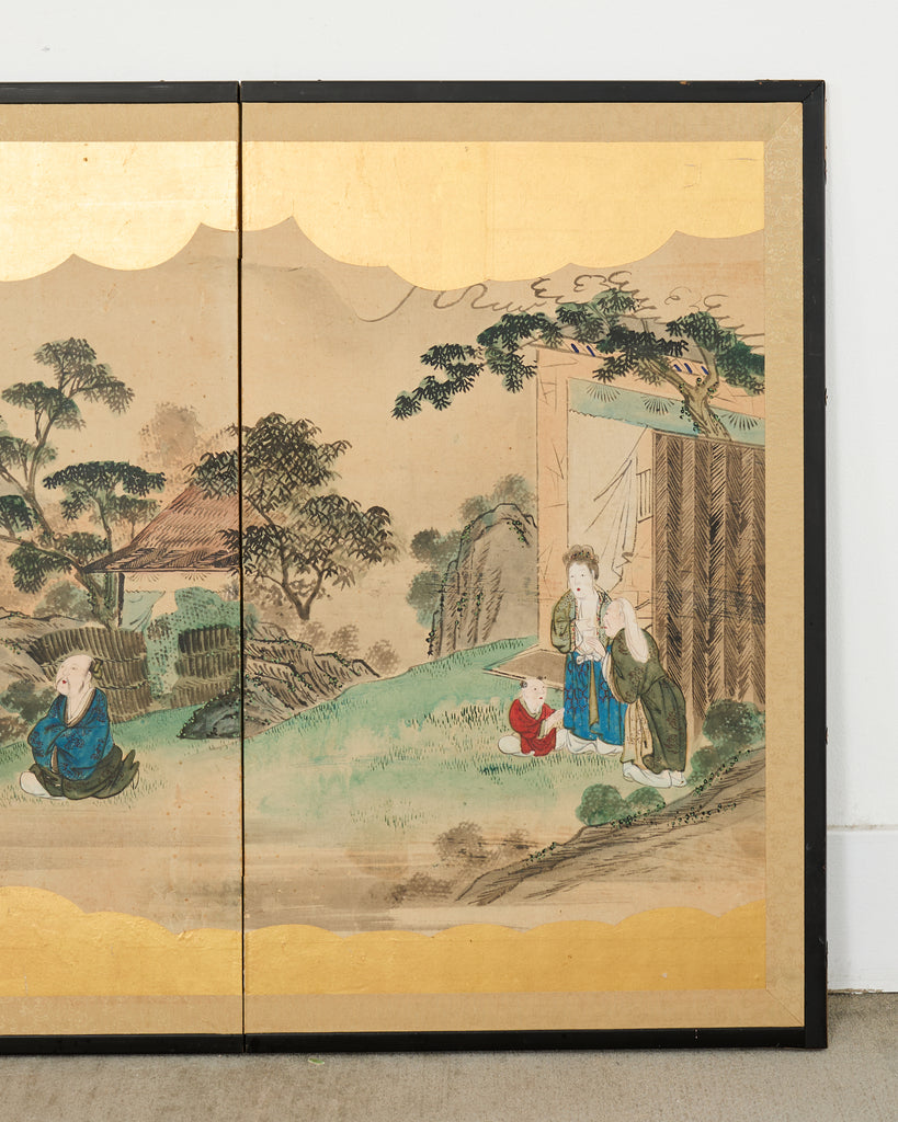 Japanese Edo Four Panel Screen Paragons of Filial Piety