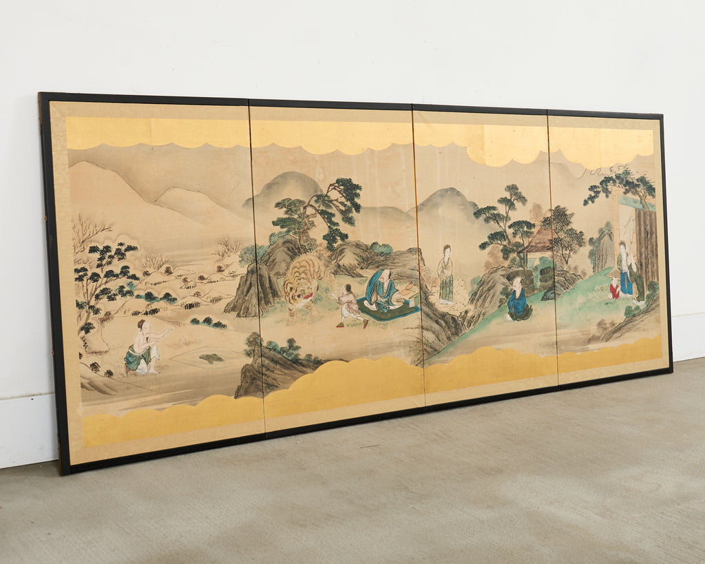 Japanese Edo Four Panel Screen Paragons of Filial Piety